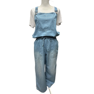 Belinda Chambray Overalls W/ Adjustable Shoulder Straps & Waist‎ Drawstring Sz L